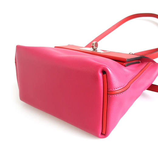 【95新】HERMES爱马仕2424系列迷你号Y刻粉拼红银扣2424手提单肩包女士171025NJS05 商品图7