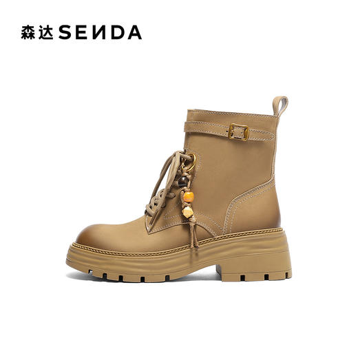 【云粉节】BF楼森达牛皮马丁靴2025冬季新款厚底复古经典大黄靴XVJ01吊牌价1199活动价499 商品图1