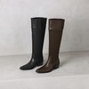 【预售7天】巨显腿瘦~方头褶皱骑士靴，复古粗中跟长筒靴KYD&KK13240 商品缩略图2
