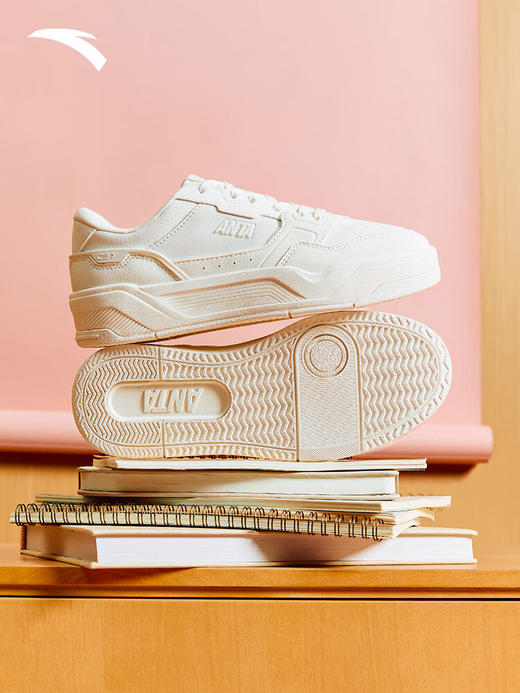 安踏C37女板鞋防滑运动休闲软底舒适板鞋时尚潮流休闲鞋122538022 象牙白-1 商品图3