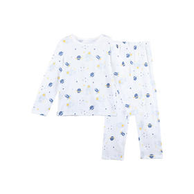 红豆儿童睡衣男女童春夏薄款纯棉家居服套装长袖裤空调服J3115白色150