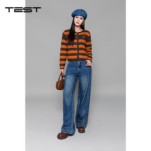 冬上新高腰设计时尚穿搭必备复古蓝阔腿牛仔裤3254025 商品图3