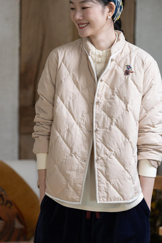 牧衣游原创手绣红嘴雁羽绒短外套冬保暖 福利款 屿石不支持会员折 商品图5