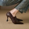 【预售5天】法式尖头细跟踝靴女秋冬羊皮深口单鞋气质高跟短靴QS&769 商品缩略图3