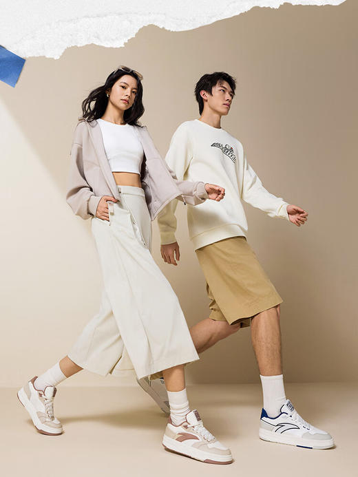 安踏街顽LT3男板鞋潮流舒适百搭时尚撞色板鞋经典休闲鞋112538051 白/数字雾灰/草白灰/碧城蓝-5 商品图4