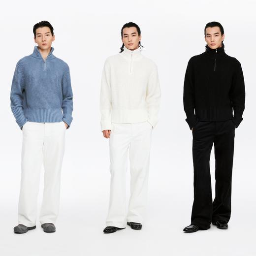 oneup羊毛粗针半拉链套头毛衣（男女同款） 商品图4