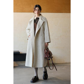 OLrain欧芮儿2025新款女冬季设计感两穿翻领双面呢子外套羊毛大衣