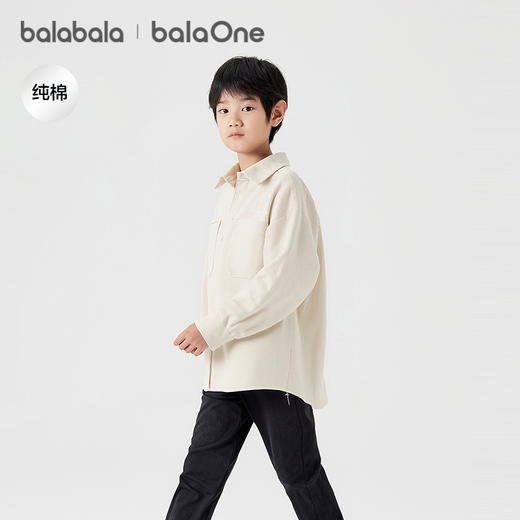 巴拉巴拉balaOne男童衬衫儿童长袖2025新款秋灯芯绒宽松纯棉上衣 商品图0