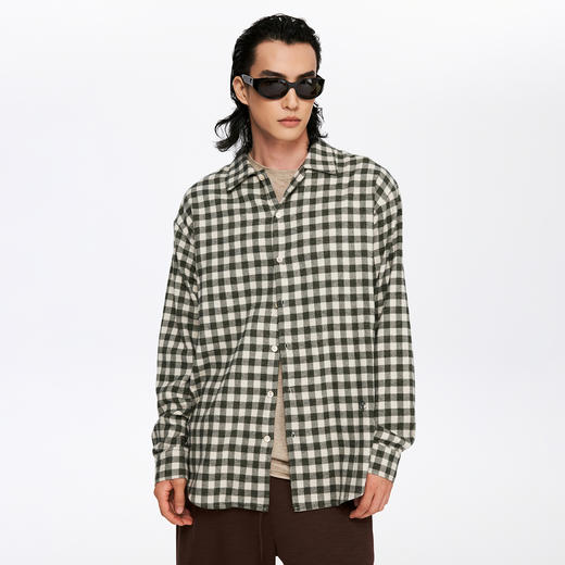 oneup法兰绒格子长袖衬衫外套（男女同款） 商品图1