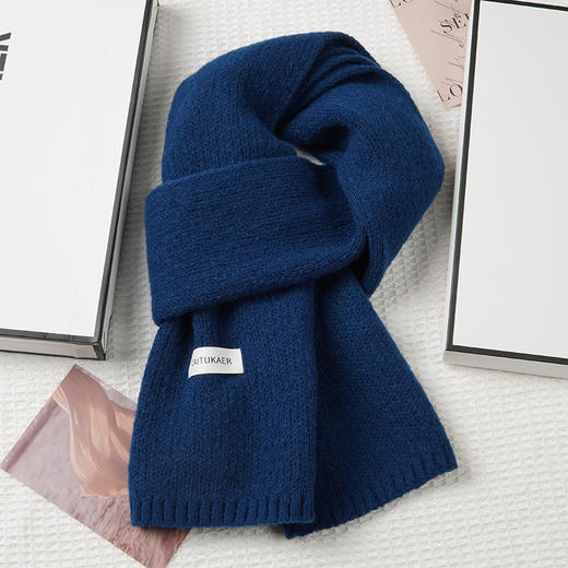 轻奢礼盒装 秋冬保暖围巾 冬季纯色针织时尚百搭款新款毛线围脖 商品图2