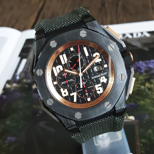 【95新】Audemars Piguet26378IO.OO.A001KE.01自动机械机芯 日期显示、计时 爱彼皇家橡树离岸型系列48MM（男款）陶瓷/钛金属；18K玫瑰金按钮151025TJ06 商品图3