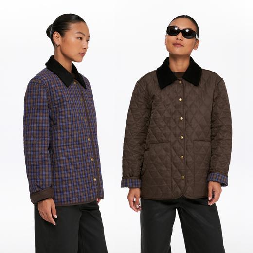 oneup菱形格子双面穿棉服 商品图3