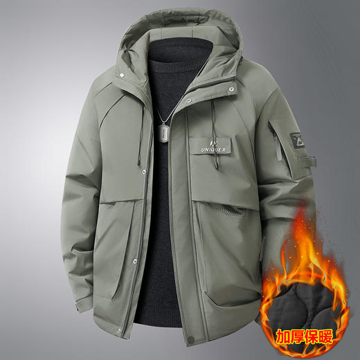 【加大码】【DX】大依优型大码男装冬季连帽棉衣工装棉服外套潮流时尚加肥加大码保暖棉服300斤可穿 商品图1