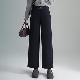 毛呢垂感直筒裤，松紧腰通勤时尚九分裤窄版阔腿裤MYX-QM-8953-L