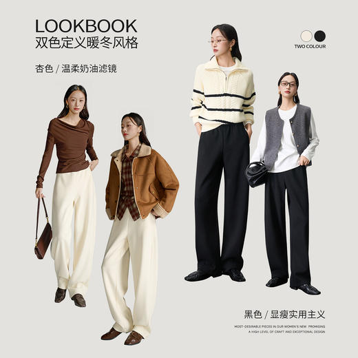 OLrain欧芮儿2025新款冬季加厚针织卫裤百搭垂感直筒裤弯刀休闲裤 商品图3