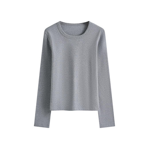 【U领加绒长袖t恤】秋冬新款 240g氨纶纱保暖内搭上衣 女生打底衫  商品图7