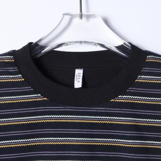 T4929SDSA秋冬新款痞帅男装韩系撞色条纹圆领假两件长袖T恤休闲上衣 商品图2