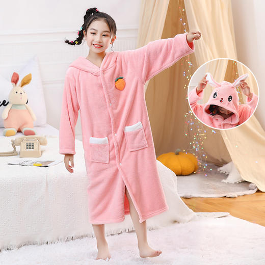 【萌趣来袭！】儿童斗篷浴巾 兔子浴袍 儿童a类 加厚柔软带帽可爱珊瑚绒长款披风 商品图6