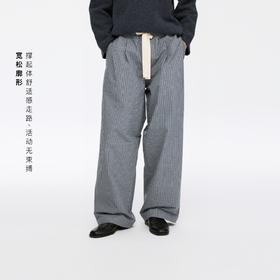 oneup格子单褶抽绳宽松休闲裤