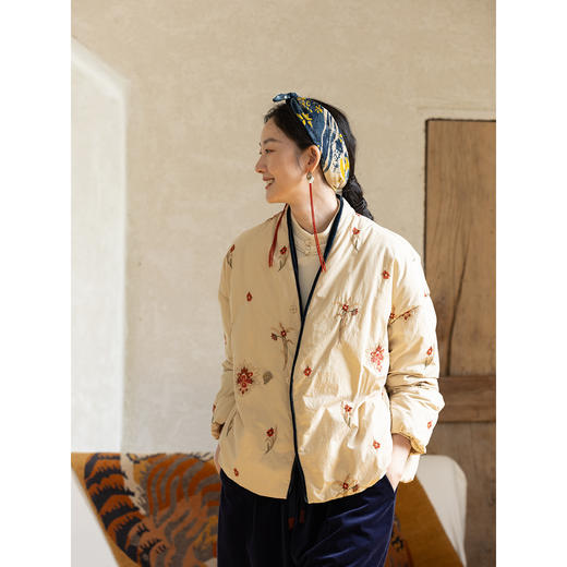 牧衣游原创 匹绣95红嘴雁羽绒短外套冬季新款蓬松保暖羽绒服 宋栀 商品图1