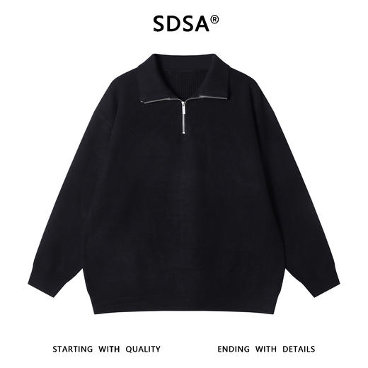 259626SDSA秋冬新款痞帅男装潮牌纯色半拉链翻领毛衣简约休闲套头上衣 商品图1