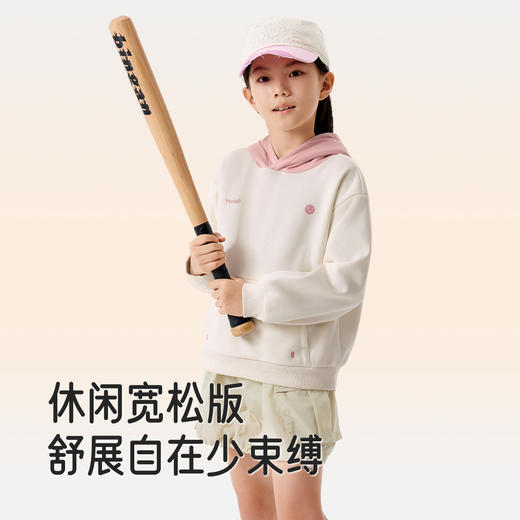 英氏儿童卫衣针织连帽绒衫女童女宝秋冬时尚保暖舒适潮流拼色新款 商品图2