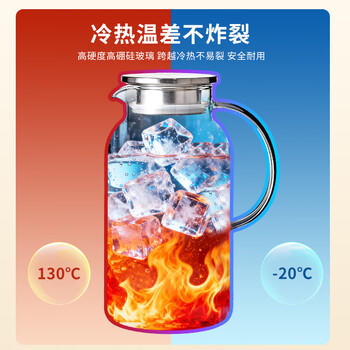 青苹果耐热玻璃水壶1.95升 围炉煮茶茶水分离冷水壶 大容量凉水壶  /厨具 /水具 /凉水壶/凉水壶套装 商品图2