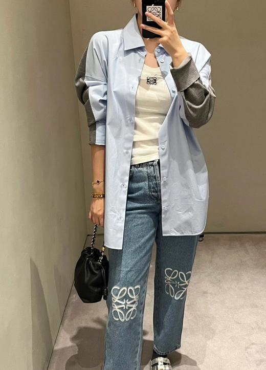 中性款前长后短羊毛拼接衬衫014 商品图4