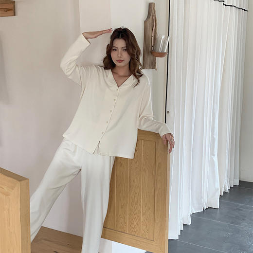 森岛秋冬海藻纤维加厚睡衣 防螨润肤纯色保暖开衫家居服 商品图3