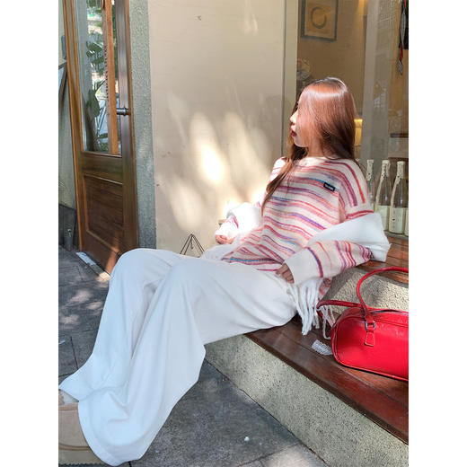 <曾小咸推荐>现货秒杀 ！微信超特价！韩系彩色撞色条纹毛衣 日常189.99 立减100 秒杀89.99！！ 商品图4