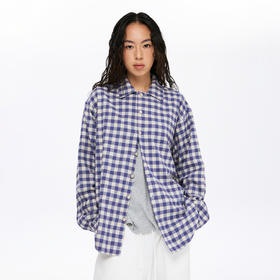 oneup法兰绒格子长袖衬衫外套（男女同款）