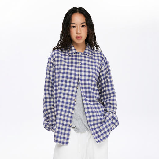 oneup法兰绒格子长袖衬衫外套（男女同款） 商品图0