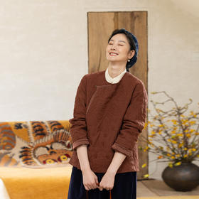 牧衣游原创 虎与花绗缝机绣60支棉衣女保暖百搭文艺复古棉服 锦安