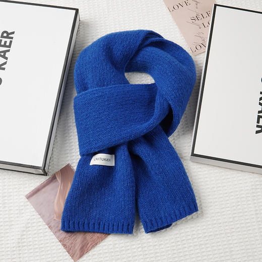 轻奢礼盒装 秋冬保暖围巾 冬季纯色针织时尚百搭款新款毛线围脖 商品图1