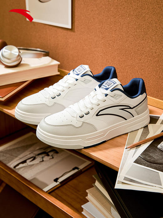 安踏街顽LT3男板鞋潮流舒适百搭时尚撞色板鞋经典休闲鞋112538051 白/数字雾灰/草白灰/碧城蓝-5 商品图0