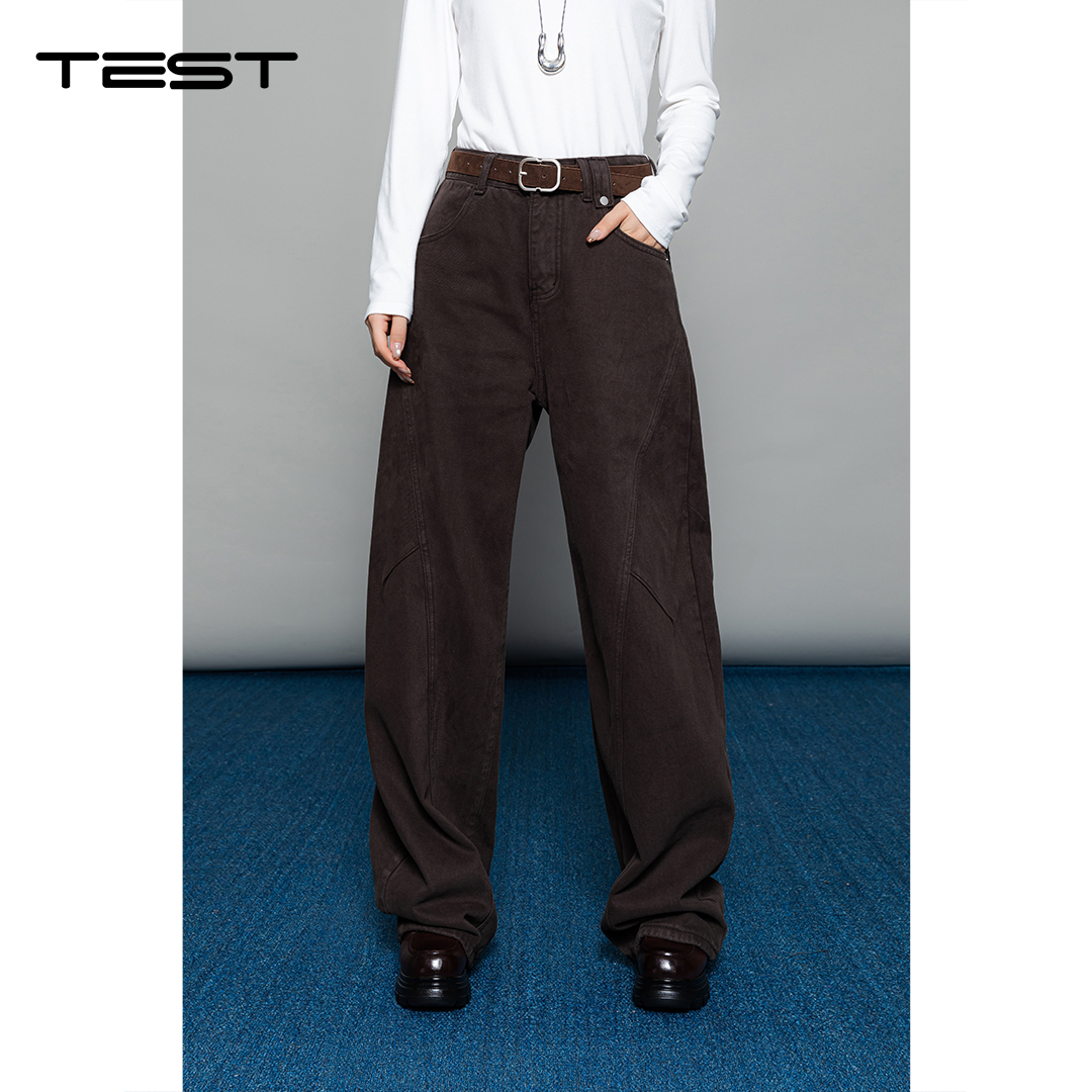 冬上新复古通勤穿搭必备质感显格调阔腿牛仔裤3254036