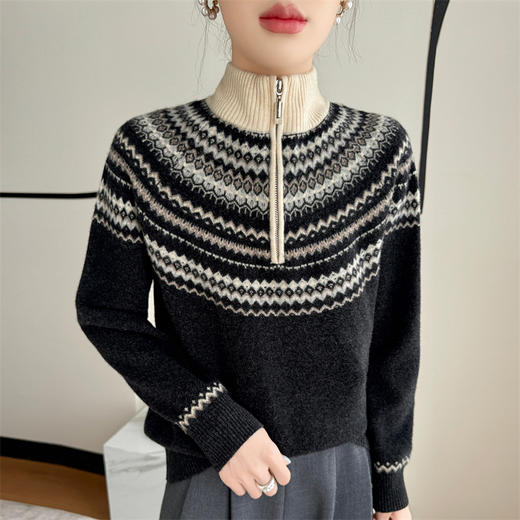 优选丨鹿展8938 女士立领羊毛衫100%羊毛 948 商品图3