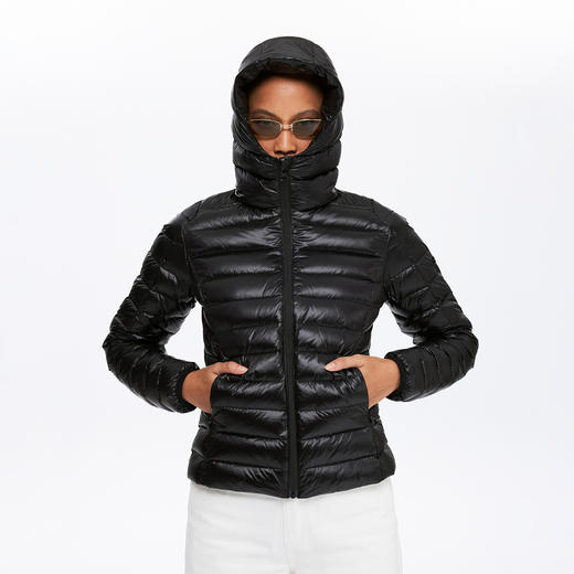 oneup亮面修身排骨连帽羽绒 商品图2
