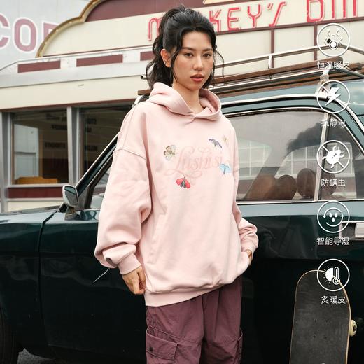 录士LUSHISI自然之翼卫衣抓绒恒温保暖连帽潮流宽松情侣宽松卫衣 商品图2