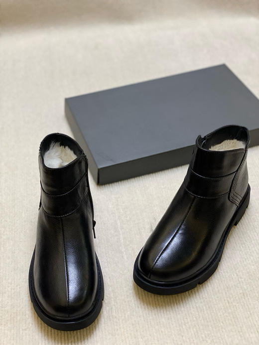 1022-3 妈妈暖靴 经典黑色舒适羊毛加绒女士短靴  偏小一码 商品图7