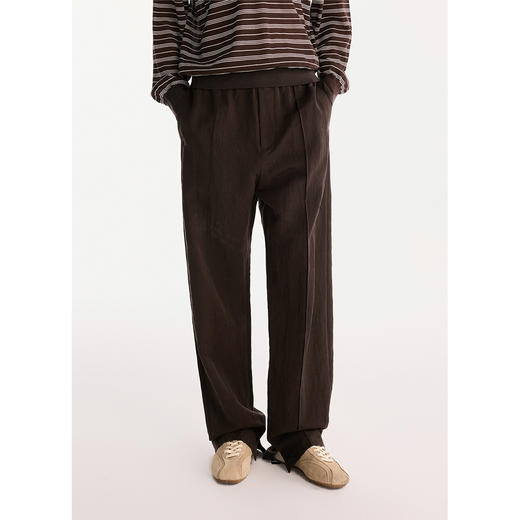 棉仓3621018003-【深咖情节】松弛感松紧腰锥形休闲长裤 商品图0