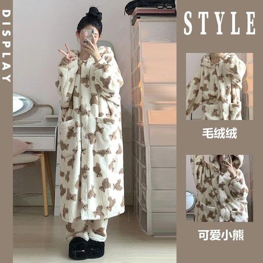 网红同款睡衣女秋冬季加厚珊瑚绒睡袍卡通可爱少女法兰绒家居服 商品图6