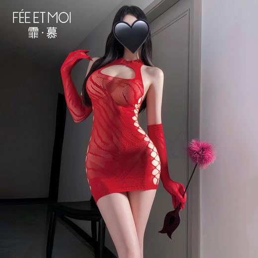 【情趣内衣】霏慕 热辣野性斑马纹连身网衣套装7401 商品图8