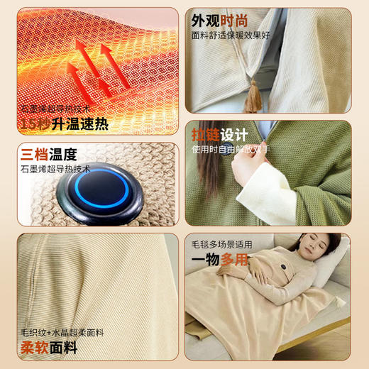 倍集 云裳披毯加热披肩 15秒速热 智能控温 3档可调 披肩设计 可水洗 标准款/升级款 商品图2