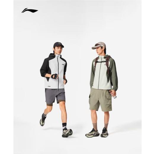 李宁男子2025春秋防泼水休闲连帽运动夹克外套AFYV001-4 商品图1