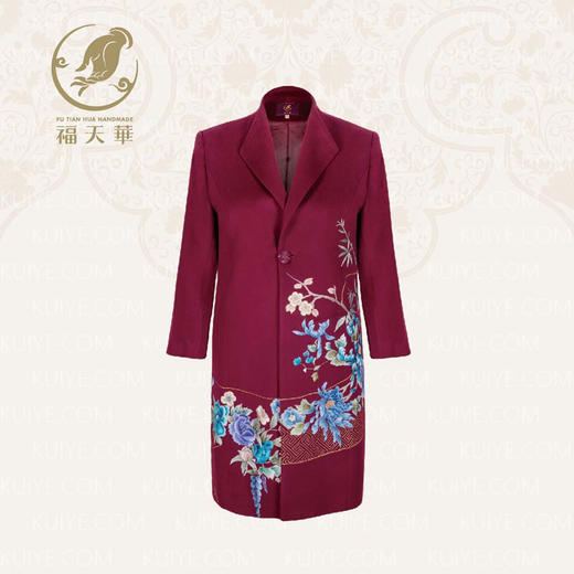 【福天华】品质寿服女大衣“繁花似锦”（紫红）百年工艺传统寿衣 商品图0