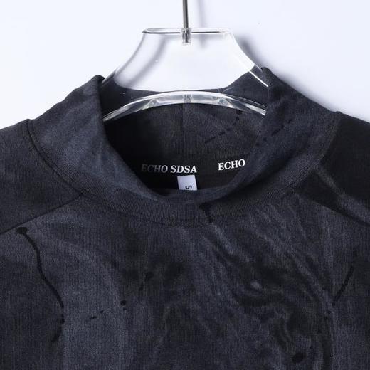 T4916SDSA男士秋冬新款痞帅男装潮牌扎染印花字母半高领长袖T恤百搭潮 商品图2