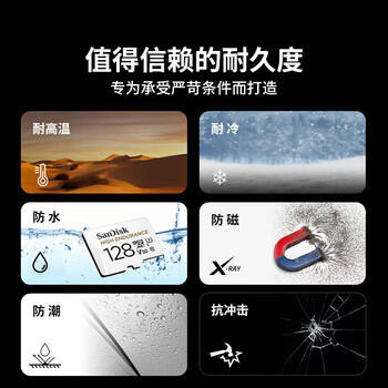 闪迪（SanDisk）128GB TF（MicroSD）4K内存卡 行车记录仪 监控摄像头专用 循环录制10,000小时 高耐用存储卡 商品图1