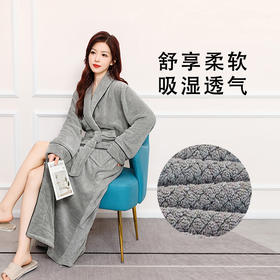 秋冬季浴袍 男女珊瑚绒加厚睡衣 情侣加长款大码浴衣 舒适睡袍保暖晨袍
