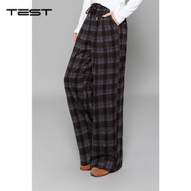冬上新轻松打造慵懒高级感格纹毛呢阔腿休闲裤3254029